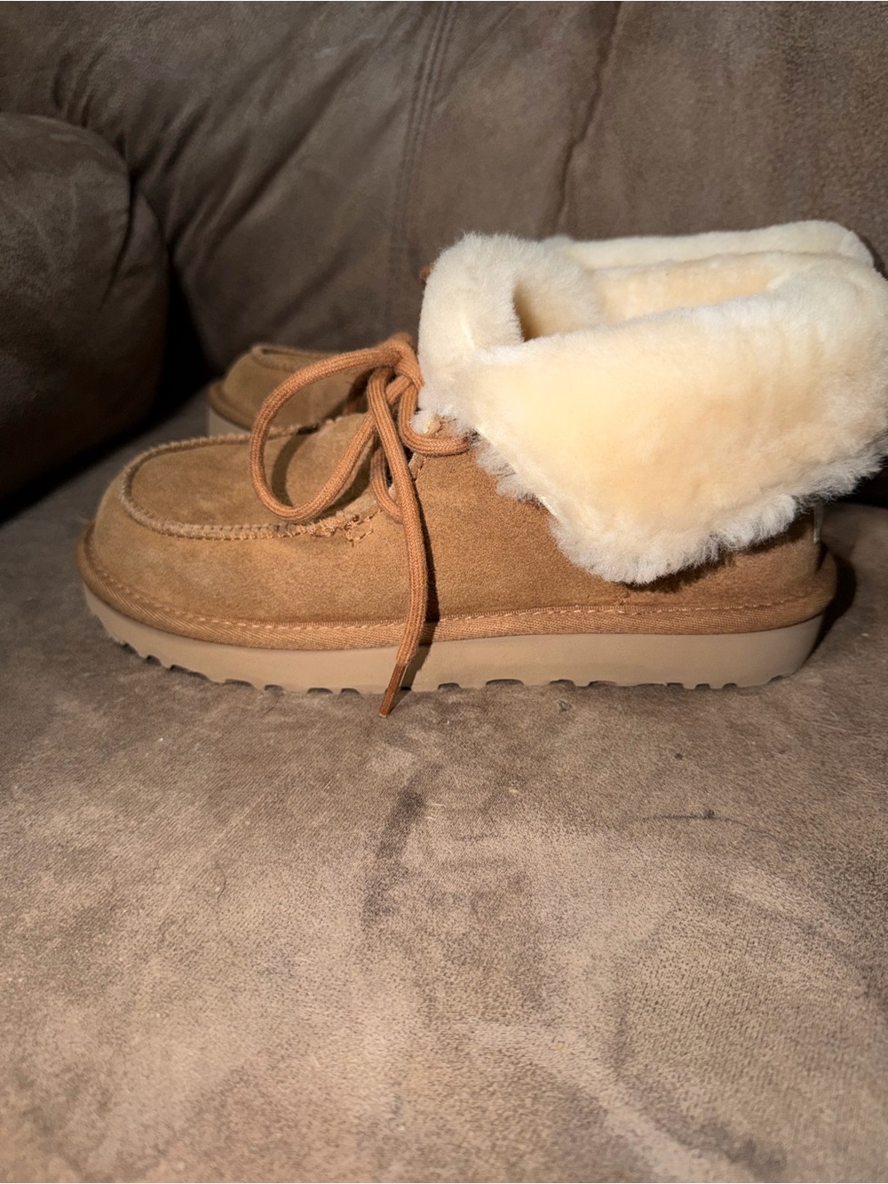 Women's Dara Chestnut Suede Shearling-Lined Moccasin Bootie